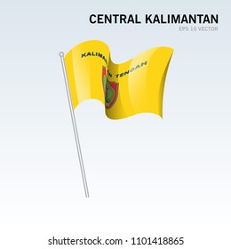 Waving flag of Central Kalimantan Provinces of Indonesia on gray background