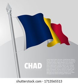 Waving flag of Chad on flagpole. template for independence day poster design. vector illustration EPS 10