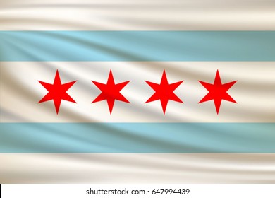 Waving flag of Chicago