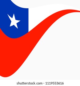 Waving Flag of Chile on a white background. 