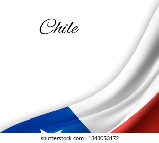 waving flag of Chile on white background. Template for independence day. vector illustration