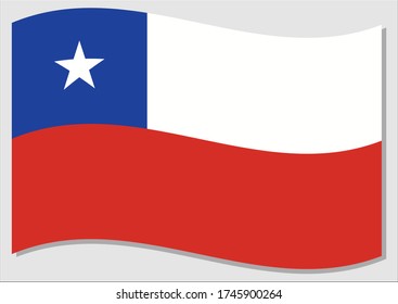 Waving flag of Chile vector graphic. Waving Chilean flag illustration. Chile country flag wavin in the wind is a symbol of freedom and independence.