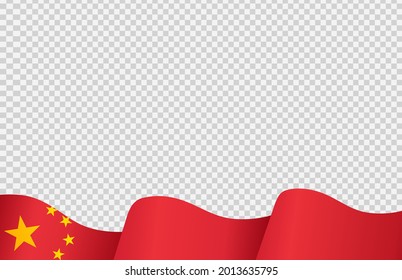 Waving flag of  China isolated  on png or transparent  background,Symbol of  China,template for banner,card,advertising ,promote, TV commercial, ads, web, vector illustration  