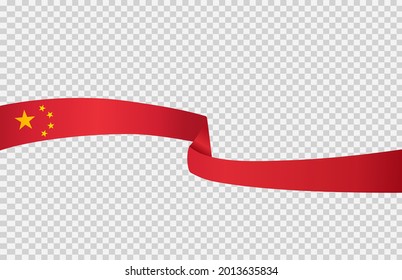 Waving flag of  China isolated  on png or transparent  background,Symbol of  China,template for banner,card,advertising ,promote, TV commercial, ads, web, vector illustration  