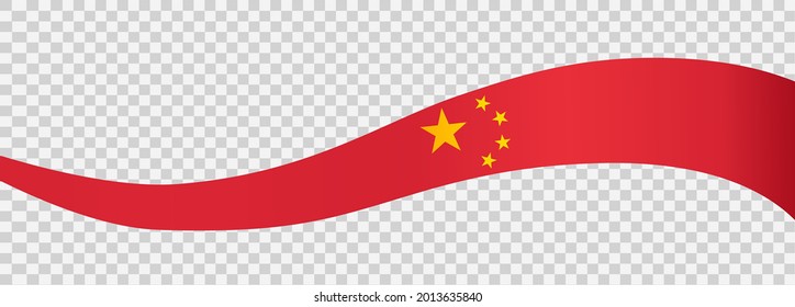 Waving flag of  China isolated  on png or transparent  background,Symbol of  China,template for banner,card,advertising ,promote, TV commercial, ads, web, vector illustration  
