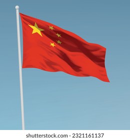 Auf Flaggen wehende Flagge Chinas. Vorlage für die Erstellung eines unabhängigen Tagesplakats