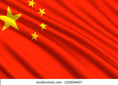 waving flag of China. Vector illustration