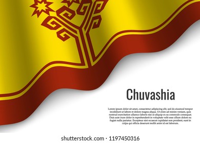 waving flag of Chuvashia is a region of Russia on transparent background. Template for banner or poster. vector illustration