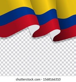 Waving flag of Colombia. illustration of wavy Colombia Flag for National Day. Colombia Flag Flowing. Colombia flag on transparent background 