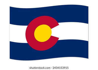 Waving flag of the Colorado state. Vector illustration.
