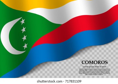waving flag of Comoros on transparent background. Template for independence day. vector illustration