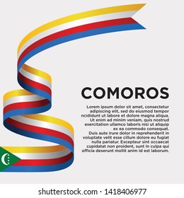 waving flag of Comoros on white background. Template for independence day. vector illustration - Vector