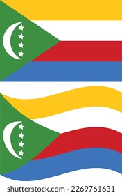 Waving flag of Comoros. Comoros flag on white background. flat style.