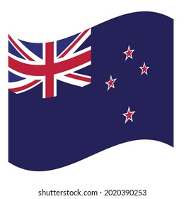 Waving Flag Contitutional Monarchy of New Zealand. Vector. Accurate dimensions, elements proportions and colors