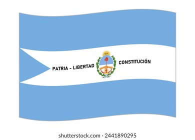 Waving flag of Corrientes, administrative division of Argentina. Vector illustration.
