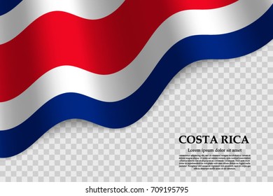 waving flag of Costa Rica on transparent background. Template for independence day. vector illustration