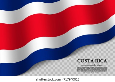 waving flag of Costa Rica on transparent background. Template for independence day. vector illustration