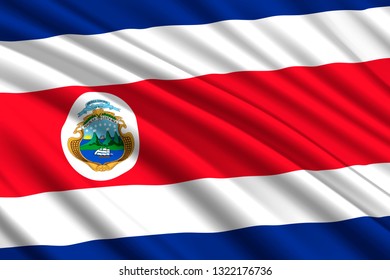 waving flag of Costa Rica. Vector illustration