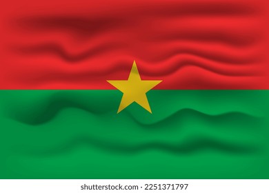 Waving flag of the country Burkina Faso. Vector illustration.