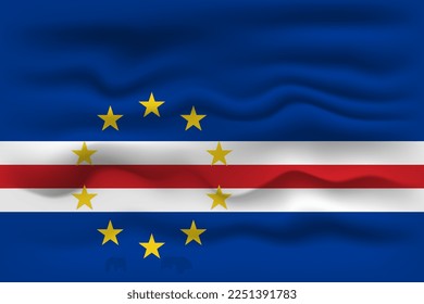 Waving flag of the country Cape Verde. Vector illustration.