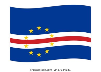 Waving flag of the country Cape Verde. Vector illustration.