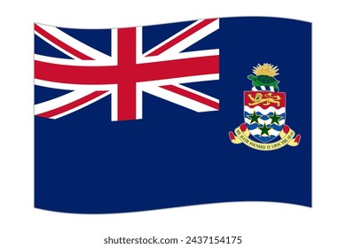 Waving flag of the country Cayman Islands. Vector illustration.