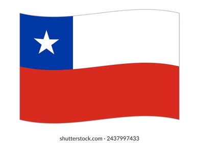 Ondeando la bandera del país Chile. Ilustración vectorial.