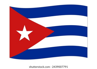 Waving flag of the country Cuba. Vector illustration.