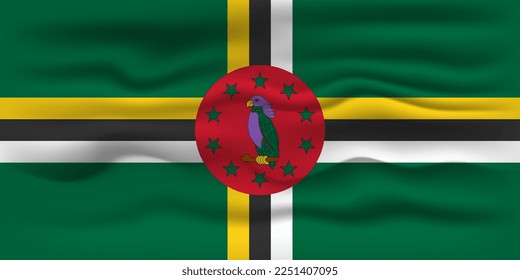 Waving flag of the country Dominica. Vector illustration.