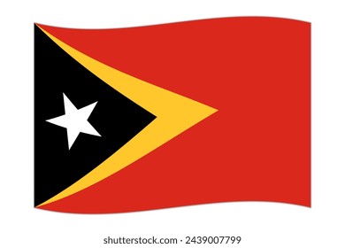 Waving flag of the country East Timor. Vector illustration.