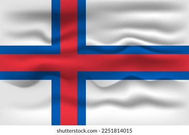 Waving flag of the country Faroe Islands. Vector illustration.