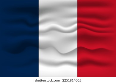 Waving flag of the country France. Vector illustration.