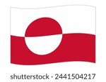Waving flag of the country Greenland. Vector illustration.