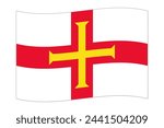 Waving flag of the country Guernsey. Vector illustration.