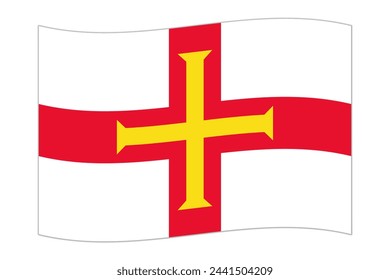 Waving flag of the country Guernsey. Vector illustration.