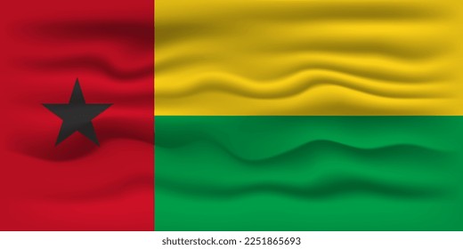 Waving flag of the country Guinea Bissau. Vector illustration.