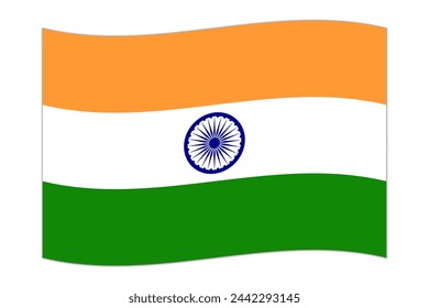 Waving flag of the country India. Vector illustration.
