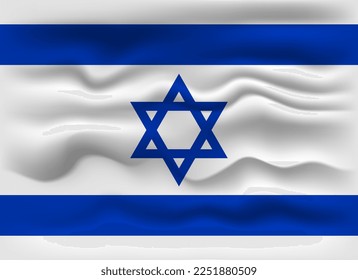 Waving flag of the country Israel. Vector illustration.