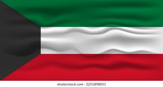 Waving flag of the country Kuwait. Vector illustration.