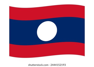 Ondeando la bandera del país Laos. Ilustración vectorial.