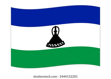 Winkende Flagge des Landes Lesotho. Vektorillustration.