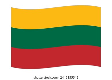 Waving flag of the country Lithuania. Vector illustration.