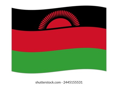 Winkende Flagge des Landes Malawi. Vektorillustration.