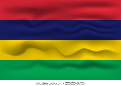 Bandera ondeando del país Mauricio. Ilustración vectorial.