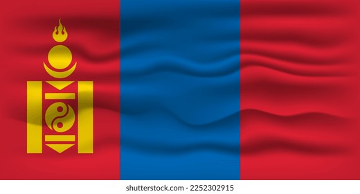 Waving flag of the country Mongolia. Vector illustration.