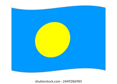 Ondeando la bandera del país Palau. Ilustración vectorial.