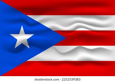 Waving flag of the country Puerto Rico. Vector illustration.