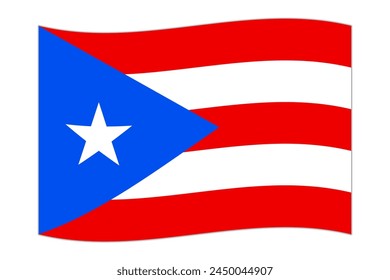 Waving flag of the country Puerto Rico. Vector illustration.