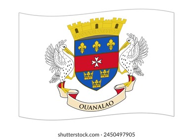 Waving flag of the country Saint Barthelemy. Vector illustration.