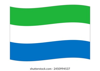 Waving flag of the country Sierra Leone. Vector illustration.